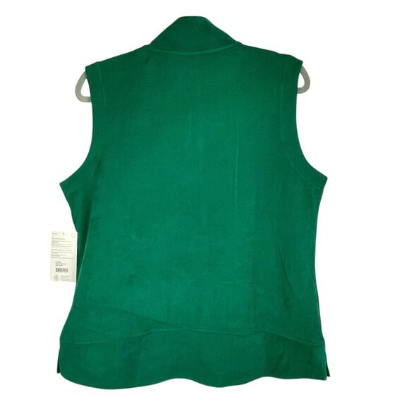 Soul + Sky Velour Fleece Vest Green Women’s L | Athleisure Sustainable Zip-Front - Picture 4 of 16
